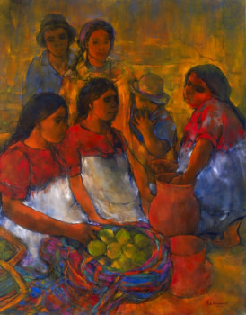 Named contemporary work « marché mexicain 2 », Made by NICOLE DE FOMMERVAULT