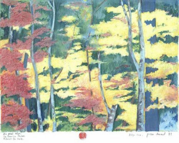 Named contemporary work « les momiji à l'automne (Alpes japonaises) », Made by PIERRE-EMILE DURAND