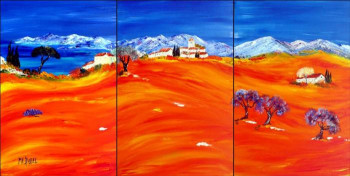 Named contemporary work « TRIPTYQUE PROVENCAL », Made by MARIE-FRANCE BUSSET