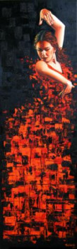 Named contemporary work « rouge passion », Made by TATIANAB