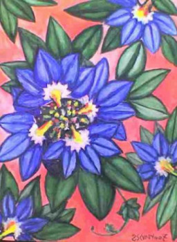 Named contemporary work « Fleurs bleues », Made by STEPHANE CUNY