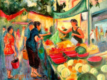 Named contemporary work « Le marché Provençal », Made by FLAVIEN SEMPéRé