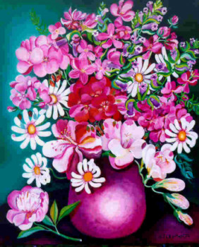 Named contemporary work « Bouquet en rose majeur », Made by ABERNARDO