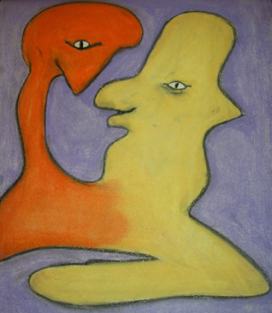 Named contemporary work « vieux couple », Made by NATHALIE JOURDAN