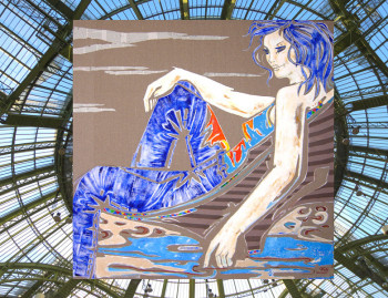 Named contemporary work « Bleu salé de Sabine », Made by DELALEUF