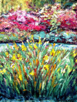 Named contemporary work « iris jaunes », Made by RAYMOND BOURMAULT