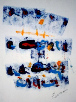 Named contemporary work « Bleu 156 », Made by CHEMAO