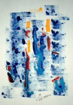 Named contemporary work « Bleu 170 », Made by CHEMAO