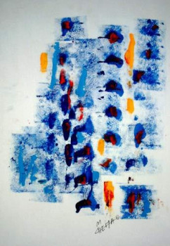 Named contemporary work « Bleu 171 », Made by CHEMAO