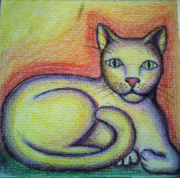 Named contemporary work « Le Chat Blanc », Made by STEPHANE CUNY