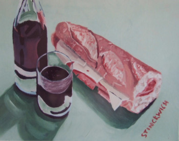 Named contemporary work « sandwich et vin rouge », Made by STINCKWICH
