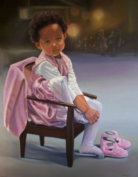 Named contemporary work « La petite fille en rose », Made by KHOUNFAIS