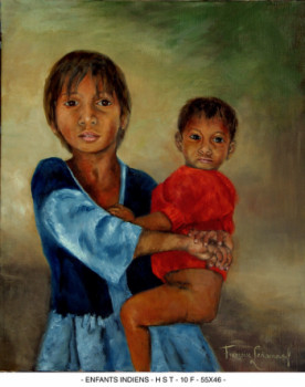 Named contemporary work « ENFANTS INDIENS », Made by FRANçOISE LEDAMOISEL