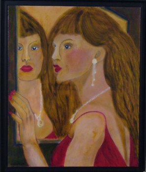 Named contemporary work « Jeune Fille au Miroir », Made by YVES AUGUSTE