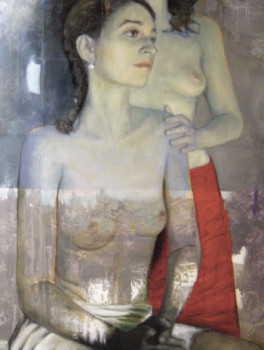 Named contemporary work « Deux femmes et jupe rouge », Made by LARTIGUE