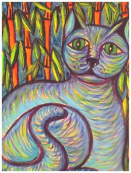 Named contemporary work « Le chat aux bambous », Made by STEPHANE CUNY