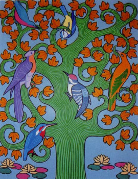Named contemporary work « L'arbre aux oiseaux », Made by JACQUES PERRETTI