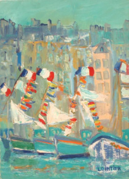 Named contemporary work « 14 juillet à Douarnenez », Made by LILIANE LOINTIER