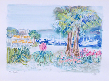 Named contemporary work « Palmiers dans la Baie de Cannes », Made by LILIANE LOINTIER