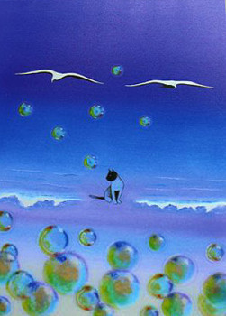 Named contemporary work « reve de chat 3 », Made by GABY