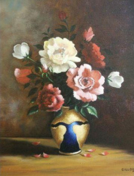 Named contemporary work « roses anciennes », Made by ANDRé GILLOUAYE