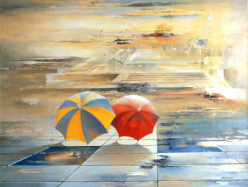 Named contemporary work « les parasols », Made by JEAN-PIERRE MONANGE