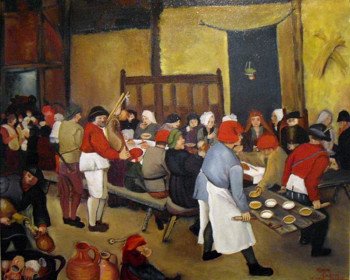 Named contemporary work « Le Festin (d'après Brueghel) », Made by ANNE CABROL