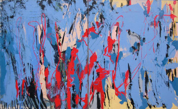 Named contemporary work « bleu et rouge », Made by BERTRAND NAMUR
