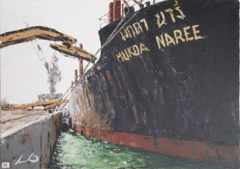 Named contemporary work « Déchargement du Mukda-Narée, LR », Made by LUDO