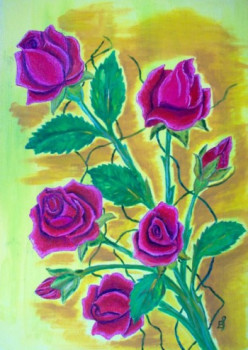 Named contemporary work « Roses », Made by BERNI