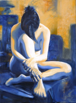 Named contemporary work « nu en bleu », Made by DIDHENRY