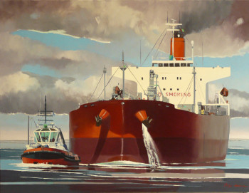 Named contemporary work « RED TANKER », Made by PHILIPPE LEROUX