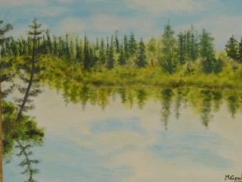 Named contemporary work « lac St Jean Canada », Made by COMBEMICHEL