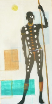 Named contemporary work « WARRIOR WITH POLE », Made by JOE JOHNSON