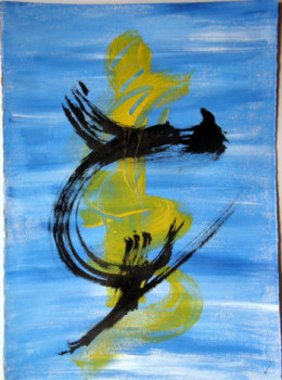 Named contemporary work « du jaune au bleu ? », Made by SOLANGE CHINAULT