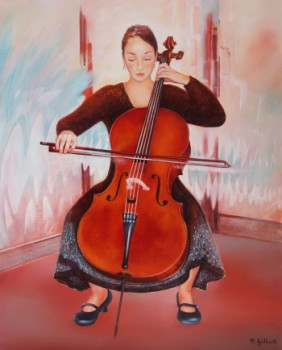 Named contemporary work « La violoncelliste », Made by ANNIE GILBERT