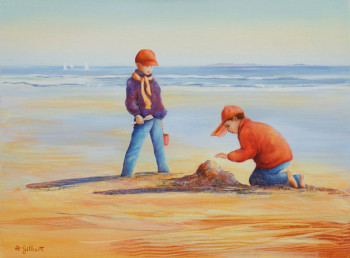 Named contemporary work « un dimanche à la plage », Made by ANNIE GILBERT