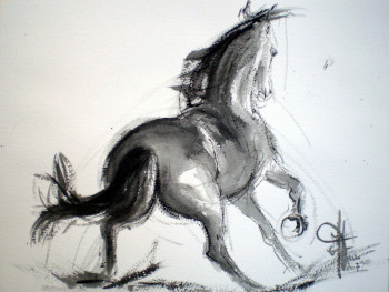 Named contemporary work « Cheval effrayé », Made by MICHèLE FAURE