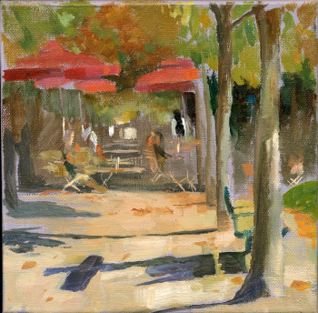 Named contemporary work « Café aux Tuilleries », Made by JILL ROLAND-GOSSELIN