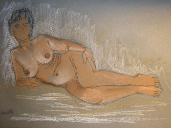 Named contemporary work « craie et pastel », Made by HUGHES DE LA TAILLE