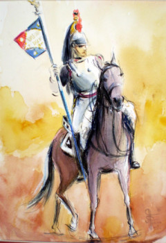 Named contemporary work « Etendard de cuirassiers », Made by MICHèLE FAURE