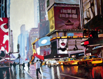 Named contemporary work « les refflets de times square », Made by ALAIN SERRUYA