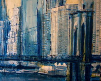 Named contemporary work « Blue bridge Brooklyn », Made by CHRISTIAN MENARD