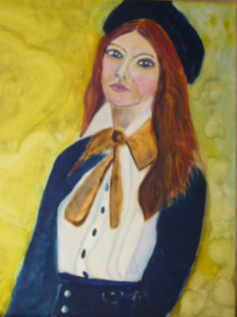 Named contemporary work « Jeune fille au beret », Made by YVES AUGUSTE