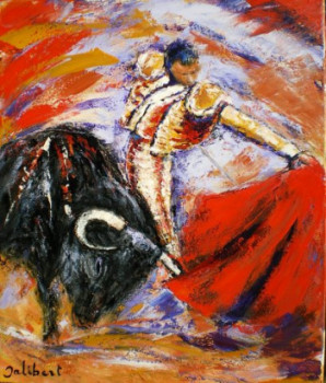 Named contemporary work « Corrida à Vic Fezensac », Made by FRANCIS JALIBERT