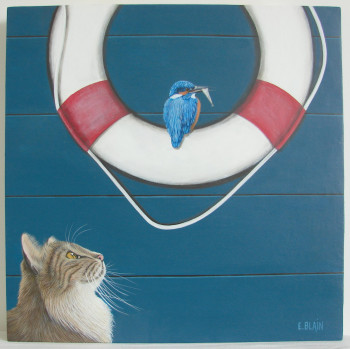 Named contemporary work « Martin le chat pêcheur », Made by ELIZABETH BLAIN