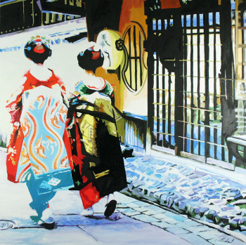Named contemporary work « 2 geishas », Made by CLOTILDE NADEL