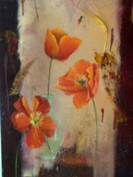 Named contemporary work « Coquelicots n°2 », Made by CLAUDINE SALESSE