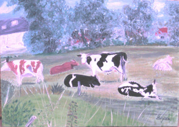 Named contemporary work « Les Vaches », Made by LUIGINA