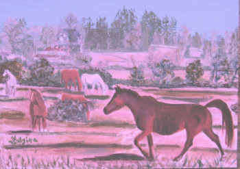 Named contemporary work « Chevaux », Made by LUIGINA